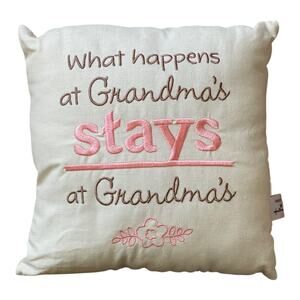 Hallmark "What Happens at Grandma's Stays at Grandma's" Accent Pillow 9"x9"